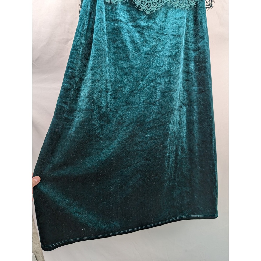 Fairy Grunge Velvet Lace Mini Dress Size M Teal Green Whimsigoth Ethereal Witchy - Picture 4 of 8